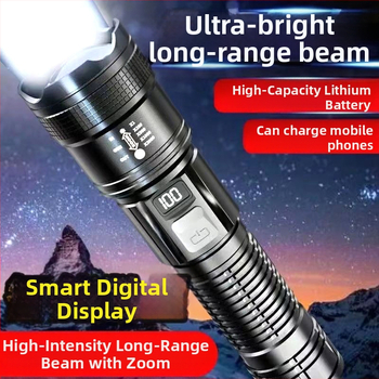 Daugiafunkcis įkraunamas nešiojamas išmanusis skaitmeninis sprogstamojo tūrio tolimojo priartinimo USB itin ryškus žibintuvėlis