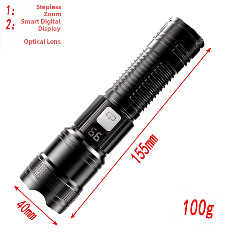 Daugiafunkcis įkraunamas nešiojamas išmanusis skaitmeninis sprogstamojo tūrio tolimojo priartinimo USB itin ryškus žibintuvėlis