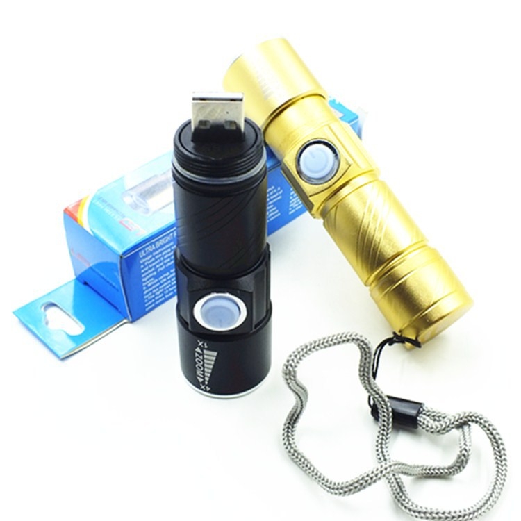 Nagykereskedelmi 501 erős fényű zseblámpa LED erős fényű töltés háztartási hosszú lövés USB töltés mini alumínium ötvözet zseblámpa