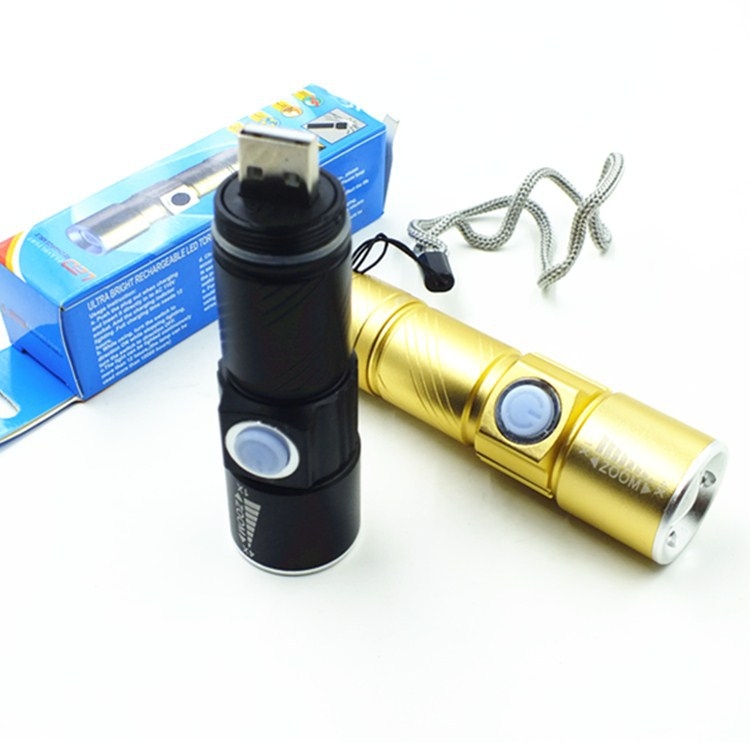 Nagykereskedelmi 501 erős fényű zseblámpa LED erős fényű töltés háztartási hosszú lövés USB töltés mini alumínium ötvözet zseblámpa
