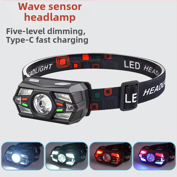 Piiriülene intelligentne induktsioon-väike esitulede multifunktsionaalne mitme valgusallikaga laadimine välistingimustes kasutatav pea külge kinnitatav taskulamp öökalapüügilamp hulgimüük