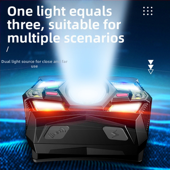 Piiriülene intelligentne induktsioon-väike esitulede multifunktsionaalne mitme valgusallikaga laadimine välistingimustes kasutatav pea külge kinnitatav taskulamp öökalapüügilamp hulgimüük