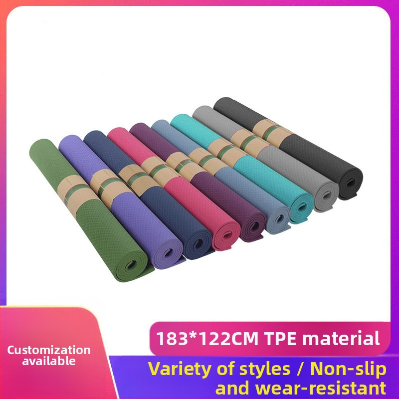 TPE jogos kilimėlis, vienspalvis, tinkantis namų sportui, fitnesui, jogos kilimėlis, pamušalas ir praplatintas, sustorintas dvigubas TPE jogos kilimėlis