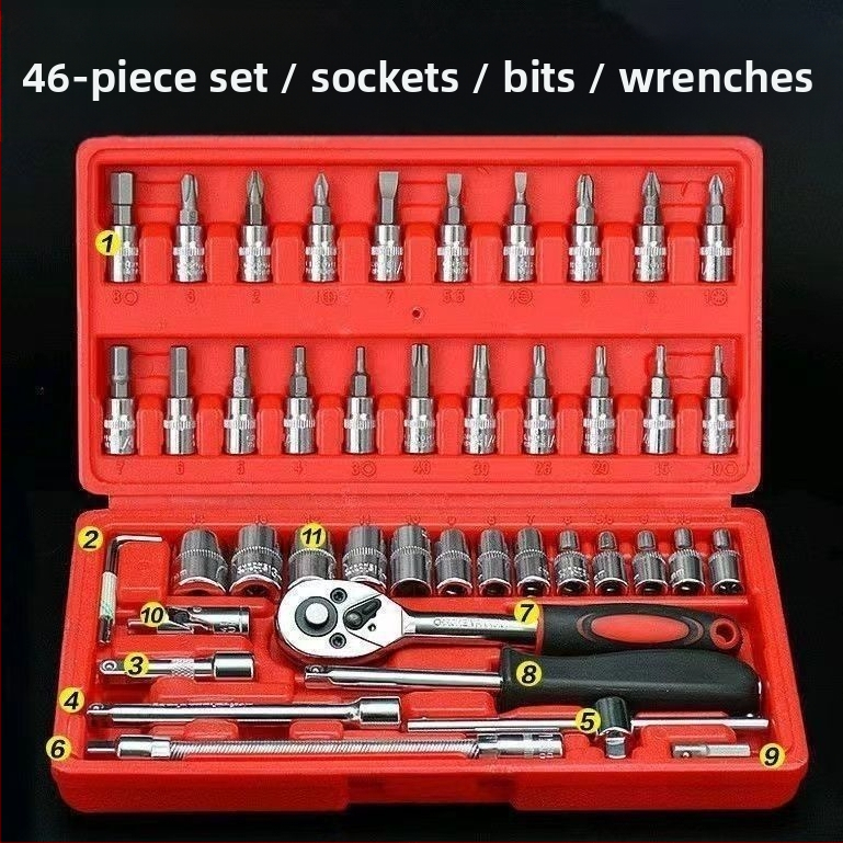 Инструмент за ремонт на автомобили, комплект за ремонт на гаечен ключ, тресчотка, универсален многофункционален комплект