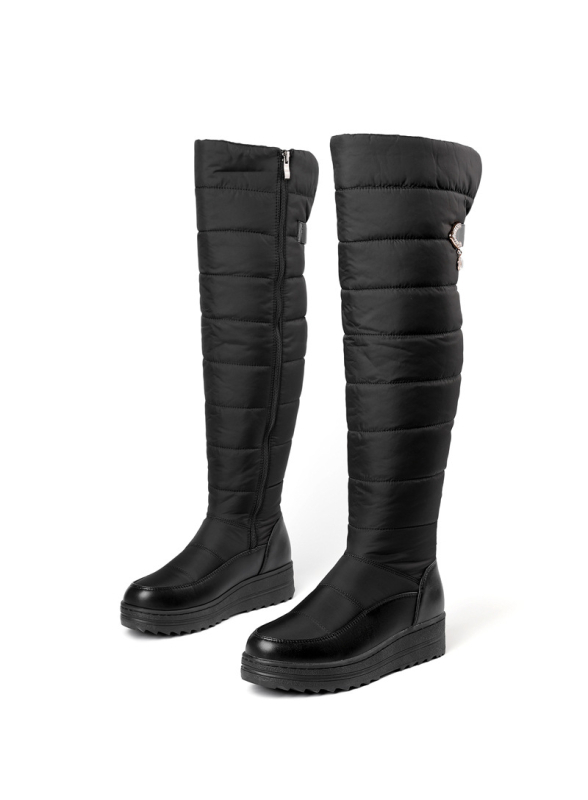 35-44-es nagy méretű cipők térdig érő hótaposó hosszú szárú csizma téli meleg női csizma muffin talpú külkereskedelmi női csizma egyrészes szállítás