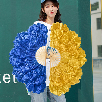 Βεντάλια Χορού με Άνοιγμα Παιώνιας για Ενήλικες, Μεγάλα Πέταλα Διπλής Όψης, Στριφτά Στηρίγματα Παράστασης Yangko, Παιδική Βεντάλια Χορού Παράστασης