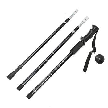 Телескопична бастун от алуминиева сплав с три секции и права дръжка за трекинг, подходящ за туризъм, разходки, пътуване и планинско катерене, лек комплект