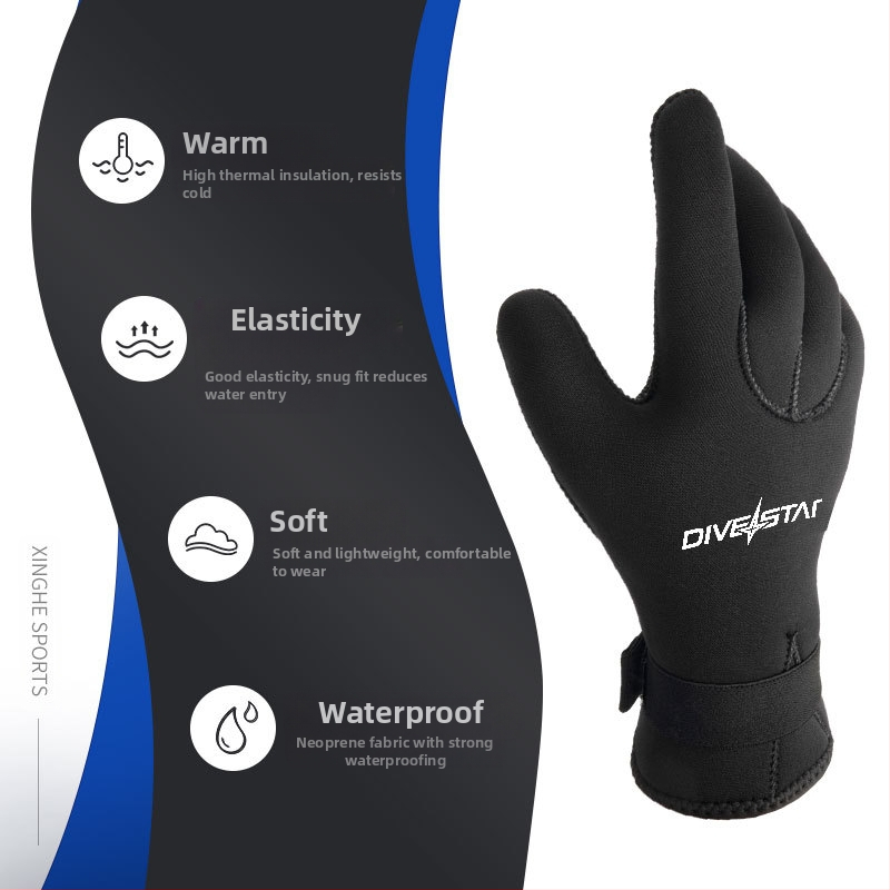Ръкавици за гмуркане Qianxing 3/5 мм за шнорхелинг и сърф, неплъзгащи се, против порязване, топли, устойчиви на износване, за зимно плуване, риболов и улов на риба, на склад