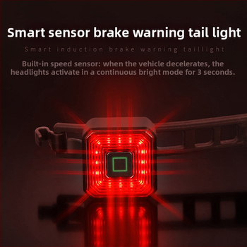 „Enlee“ dviračio galinis žibintas stabdžiams išmanusis galinis žibintas įkrovimui LED vandeniui atsparus naktinio važiavimo įspėjamasis žibintas važiavimo įranga