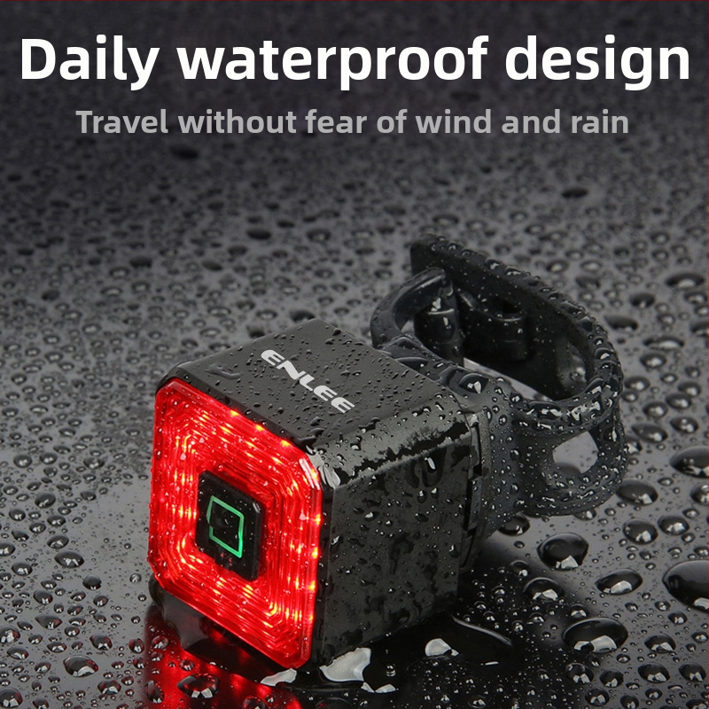 „Enlee“ dviračio galinis žibintas stabdžiams išmanusis galinis žibintas įkrovimui LED vandeniui atsparus naktinio važiavimo įspėjamasis žibintas važiavimo įranga