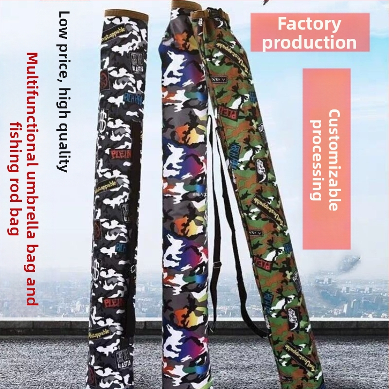 Gamintojo sulankstomas meškerės krepšys, atsparus vandeniui, greitai džiūstantis Oksfordo audinio skėčio krepšys, daugiafunkcis žvejybos reikmenų krepšys, žvejybos įrangos krepšys