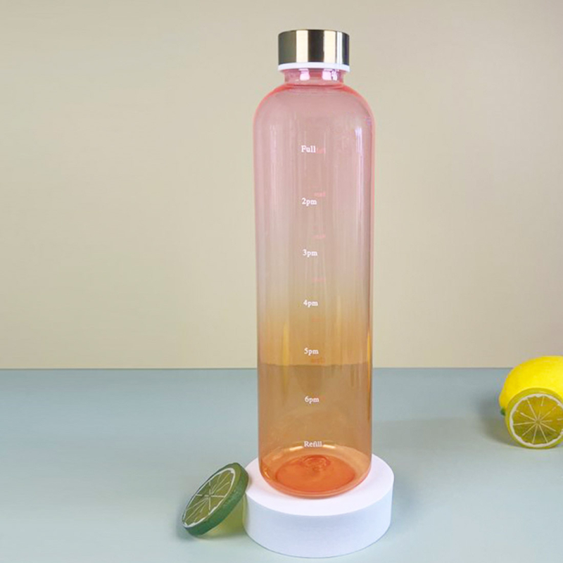 1000ml välistingimustes sportimiseks mõeldud veepudel suure mahutavusega jäätunud gradientvärvi spordiveetass roostevabast terasest kattega plasttops