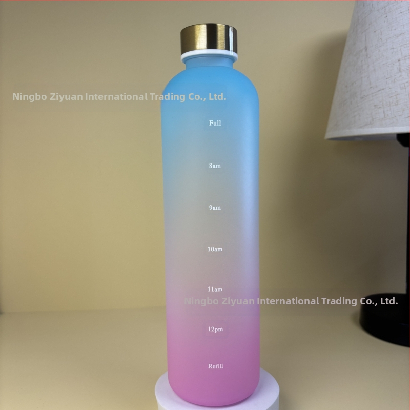 1000ml välistingimustes sportimiseks mõeldud veepudel suure mahutavusega jäätunud gradientvärvi spordiveetass roostevabast terasest kattega plasttops