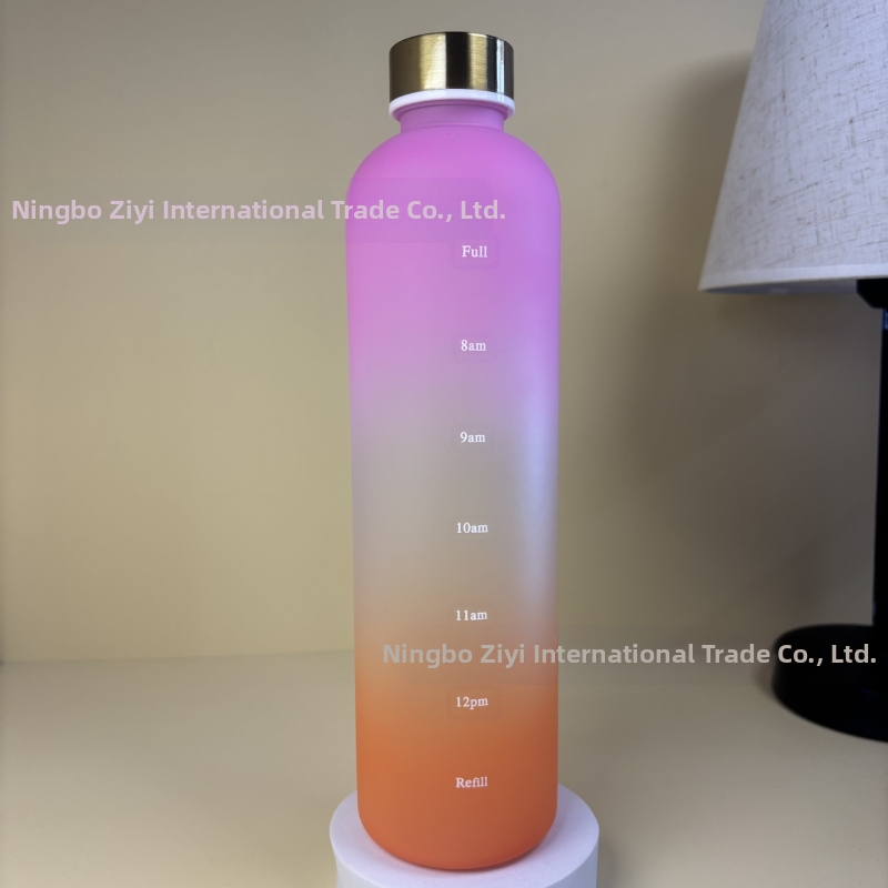 1000ml välistingimustes sportimiseks mõeldud veepudel suure mahutavusega jäätunud gradientvärvi spordiveetass roostevabast terasest kattega plasttops