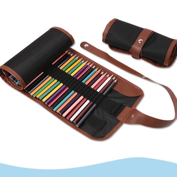 Didelės talpos skylėtas rašiklis užuolaidoms, drobė, pieštukų dėklas mokiniams, vaikų dailės piešimas, eskizas, spalvotas švinas, tapyba, kanceliarinių prekių krepšys, daugiaspalvis