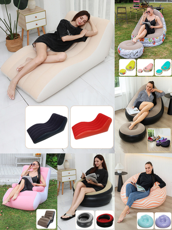 Piiriülesed plahvatused täispuhutav laisk flokeeriv diivan lamav vaba aja täispuhutav diivan kaheosaline komplekt pedaalidega erinevates stiilides