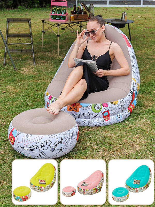 Piiriülesed plahvatused täispuhutav laisk flokeeriv diivan lamav vaba aja täispuhutav diivan kaheosaline komplekt pedaalidega erinevates stiilides