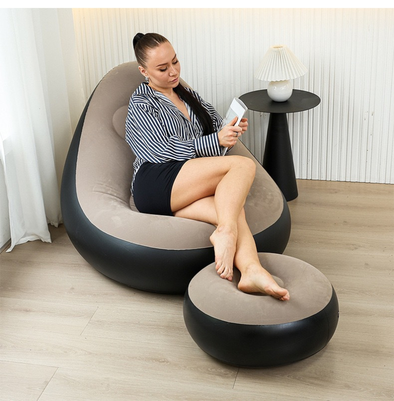 Piiriülesed plahvatused täispuhutav laisk flokeeriv diivan lamav vaba aja täispuhutav diivan kaheosaline komplekt pedaalidega erinevates stiilides