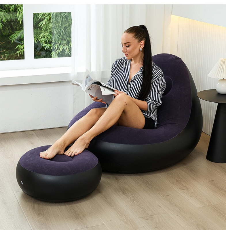 Piiriülesed plahvatused täispuhutav laisk flokeeriv diivan lamav vaba aja täispuhutav diivan kaheosaline komplekt pedaalidega erinevates stiilides