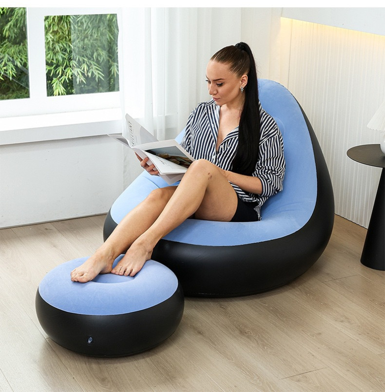 Piiriülesed plahvatused täispuhutav laisk flokeeriv diivan lamav vaba aja täispuhutav diivan kaheosaline komplekt pedaalidega erinevates stiilides