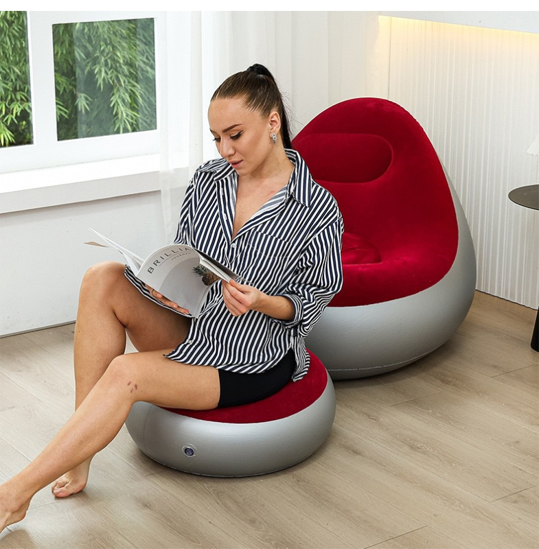 Piiriülesed plahvatused täispuhutav laisk flokeeriv diivan lamav vaba aja täispuhutav diivan kaheosaline komplekt pedaalidega erinevates stiilides