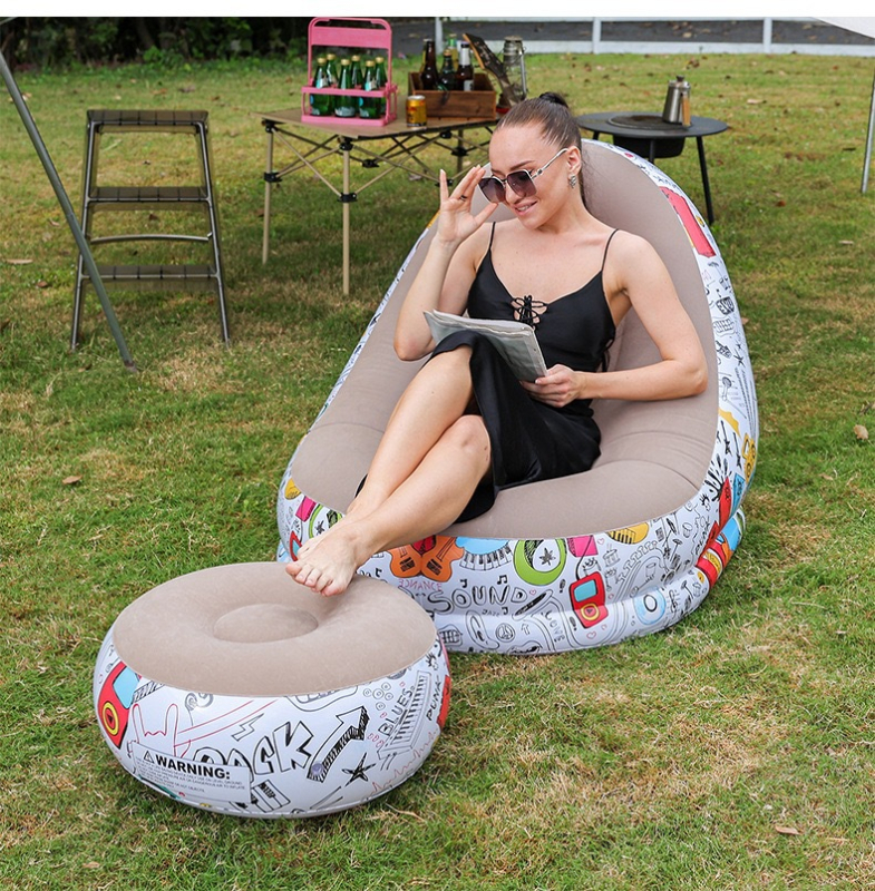 Piiriülesed plahvatused täispuhutav laisk flokeeriv diivan lamav vaba aja täispuhutav diivan kaheosaline komplekt pedaalidega erinevates stiilides