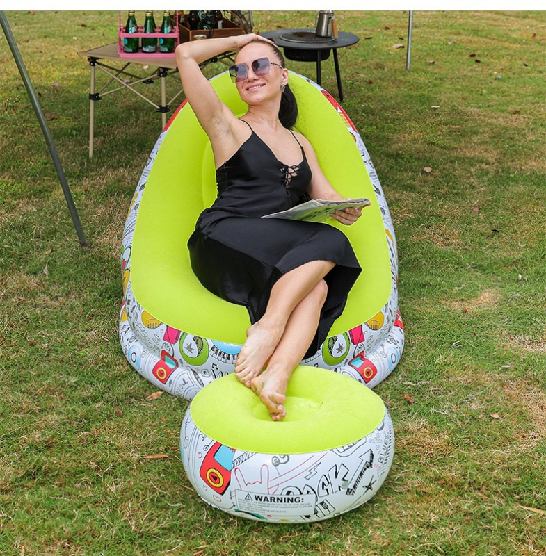 Piiriülesed plahvatused täispuhutav laisk flokeeriv diivan lamav vaba aja täispuhutav diivan kaheosaline komplekt pedaalidega erinevates stiilides