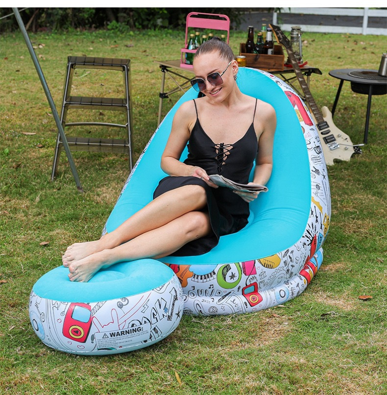 Piiriülesed plahvatused täispuhutav laisk flokeeriv diivan lamav vaba aja täispuhutav diivan kaheosaline komplekt pedaalidega erinevates stiilides