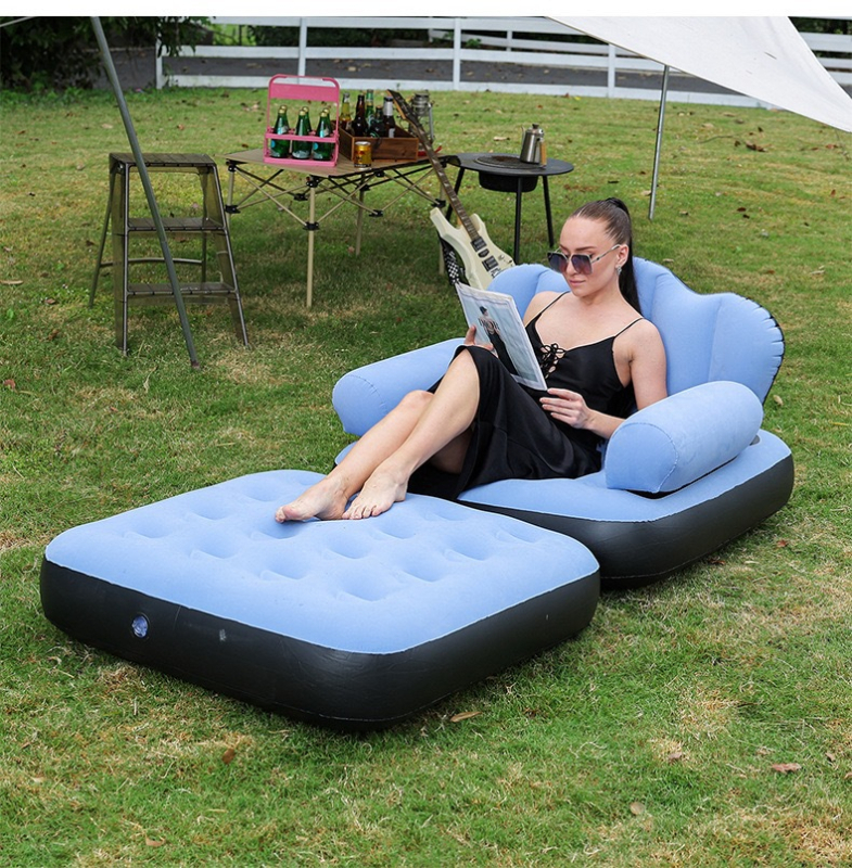 Piiriülesed plahvatused täispuhutav laisk flokeeriv diivan lamav vaba aja täispuhutav diivan kaheosaline komplekt pedaalidega erinevates stiilides