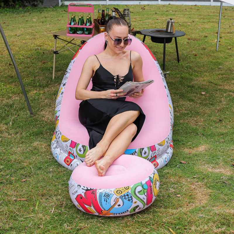 Piiriülesed plahvatused täispuhutav laisk flokeeriv diivan lamav vaba aja täispuhutav diivan kaheosaline komplekt pedaalidega erinevates stiilides