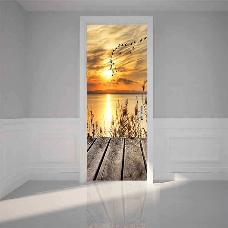 Shangyi 3D bejárati ajtó gardrób dekoratív fali matricák öntapadós fürdőszoba ajtó felújítás ajtó matricák otthon vízálló és tartós