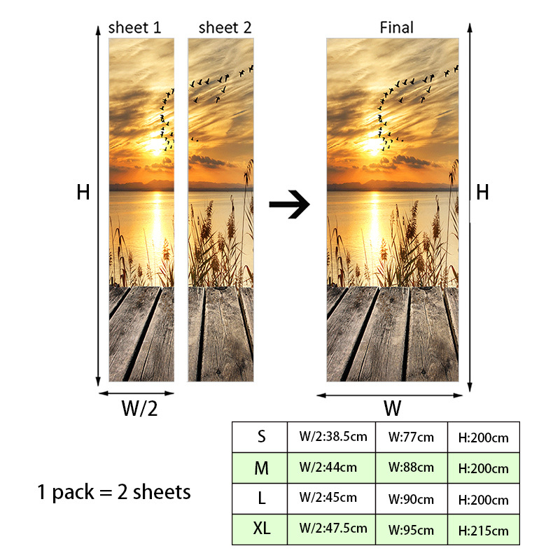 Shangyi 3D bejárati ajtó gardrób dekoratív fali matricák öntapadós fürdőszoba ajtó felújítás ajtó matricák otthon vízálló és tartós