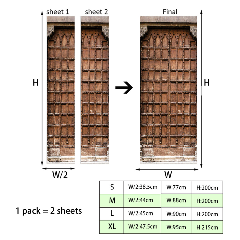 Shangyi 3D bejárati ajtó gardrób dekoratív fali matricák öntapadós fürdőszoba ajtó felújítás ajtó matricák otthon vízálló és tartós