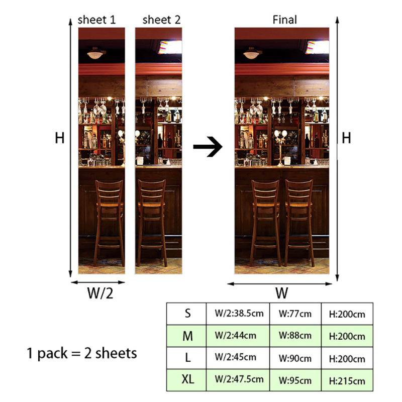 Shangyi 3D bejárati ajtó gardrób dekoratív fali matricák öntapadós fürdőszoba ajtó felújítás ajtó matricák otthon vízálló és tartós