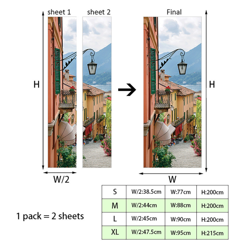 Shangyi 3D bejárati ajtó gardrób dekoratív fali matricák öntapadós fürdőszoba ajtó felújítás ajtó matricák otthon vízálló és tartós