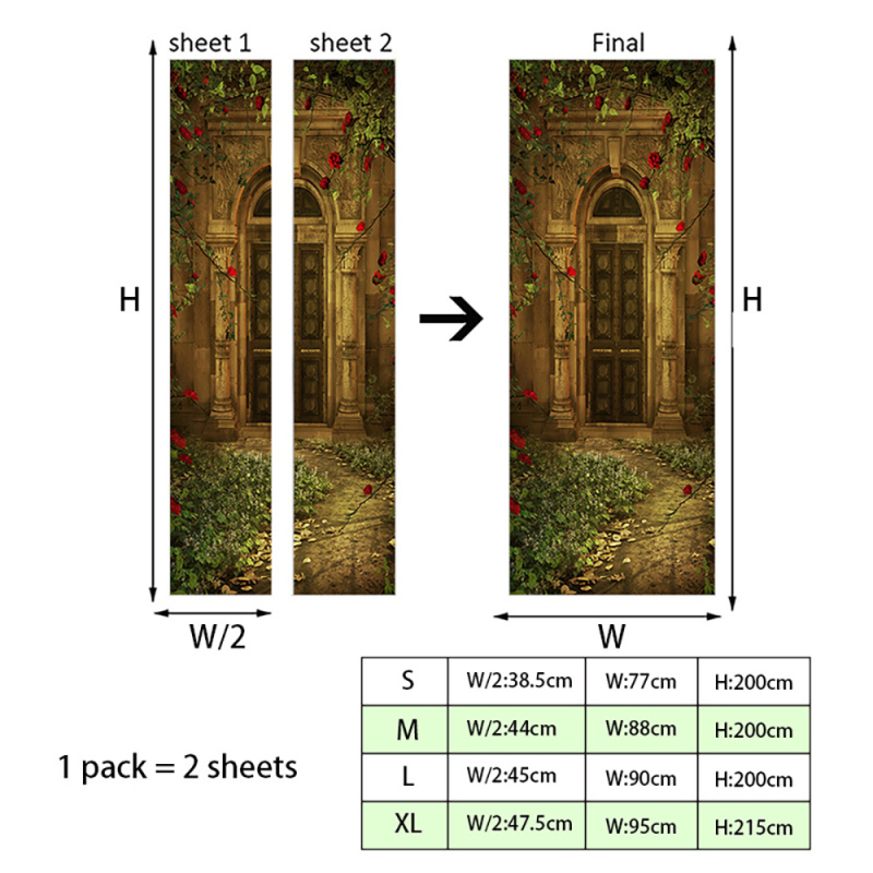 Shangyi 3D bejárati ajtó gardrób dekoratív fali matricák öntapadós fürdőszoba ajtó felújítás ajtó matricák otthon vízálló és tartós