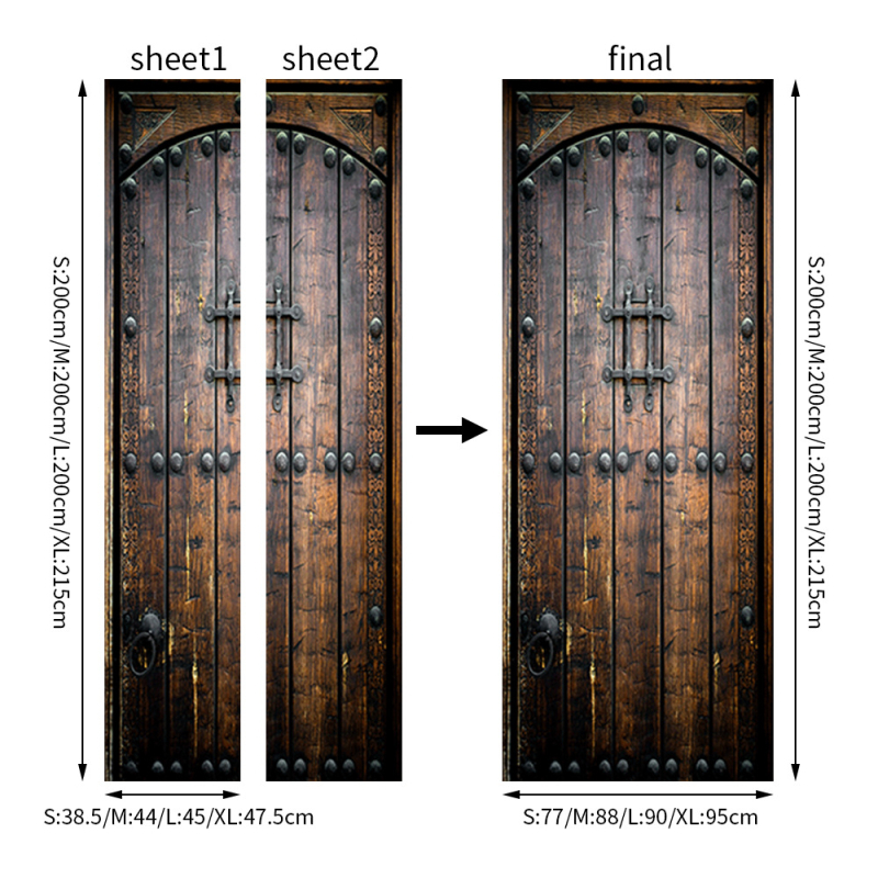 Shangyi 3D bejárati ajtó gardrób dekoratív fali matricák öntapadós fürdőszoba ajtó felújítás ajtó matricák otthon vízálló és tartós