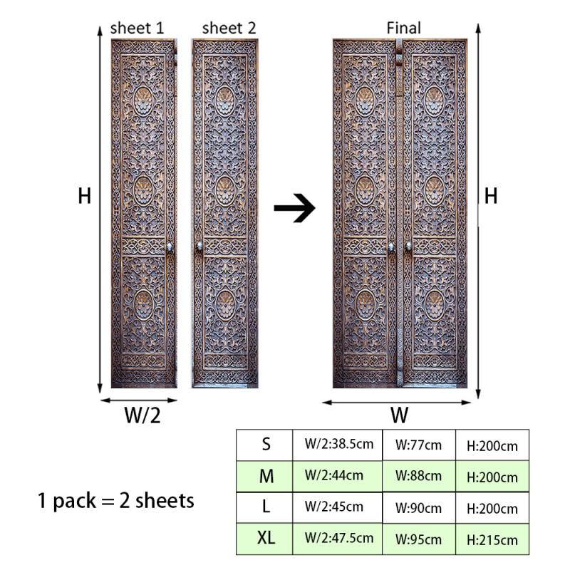 Shangyi 3D bejárati ajtó gardrób dekoratív fali matricák öntapadós fürdőszoba ajtó felújítás ajtó matricák otthon vízálló és tartós