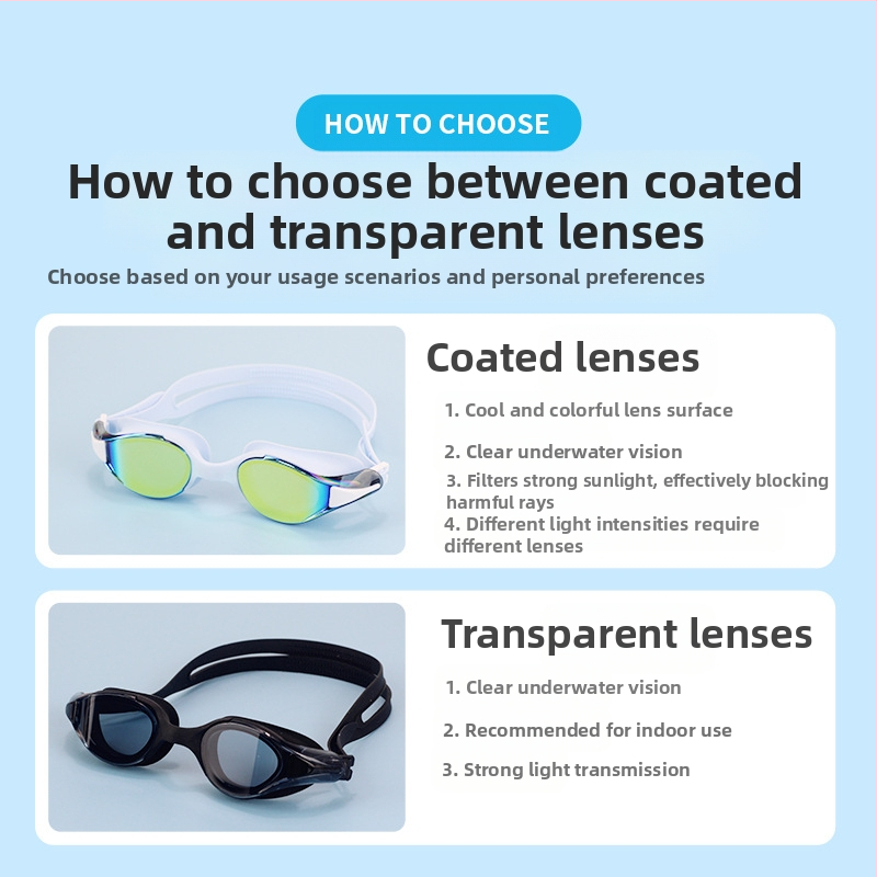 Obo Трансгранични очила за възрастни на едро HD водоустойчиви очила против замъгляване с електролитно покритие, цветни очила за гмуркане