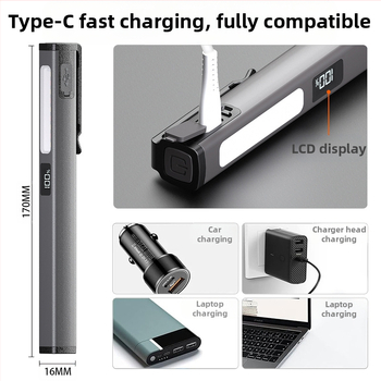 Naujas tarpvalstybinis mini rašiklio formos įkraunamas trijų šviesos šaltinių medicininis rašiklio žibintuvėlis su stipria šviesa, vyzdžio rašiklio žibintuvėliu