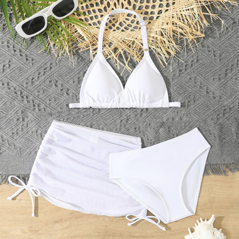 2025 Νέο Παιδικό Μαγιό Μπικίνι Εξωτερικού Εμπορίου, Χαριτωμένο Σετ Τριών Τεμαχίων για Κορίτσια, Μεγάλο Παιδικό Μαγιό με Μαξιλάρι Στήθους