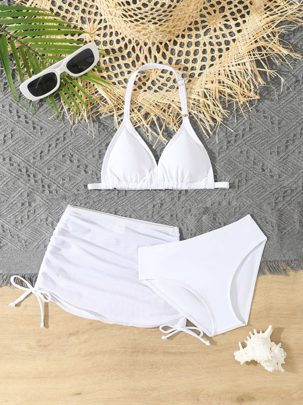 2025 Külkereskedelmi Új Gyermek Bikini Fürdőruha Aranyos Lány Hasított Háromrészes Szett Nagy Gyermek Fürdőruha Mellkasi Paddal