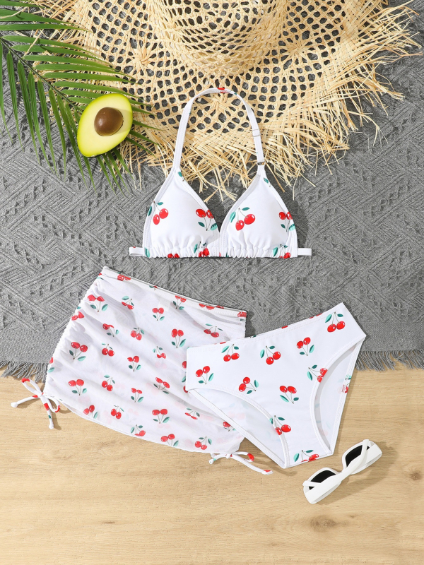 2025 Külkereskedelmi Új Gyermek Bikini Fürdőruha Aranyos Lány Hasított Háromrészes Szett Nagy Gyermek Fürdőruha Mellkasi Paddal