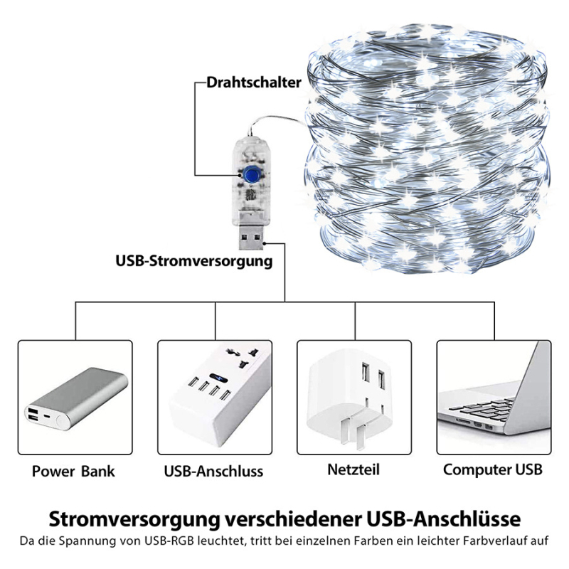 USB styga LED vario vielos lempa sodo lauko kempingo lempa kiemo atmosferos lempa giptų žvaigždės kambario dekoravimas naktinė lemputė