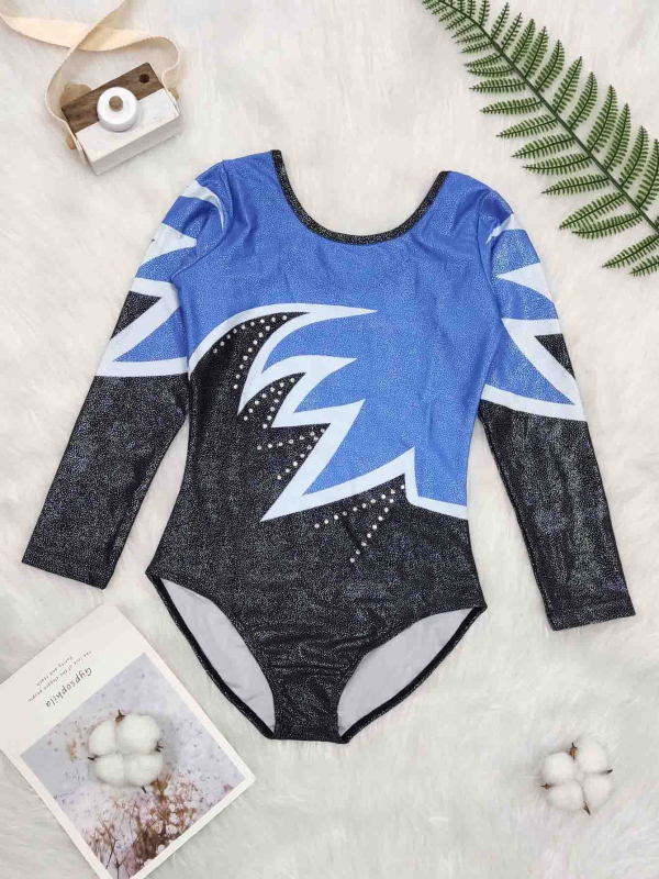 Laste võimlemisrõivad, tüdrukute esinemisrõivad, trükitud kivikestega pikkade varrukatega liibuvad võistlusrõivad, esinemisrõivad, lavalised esinemised