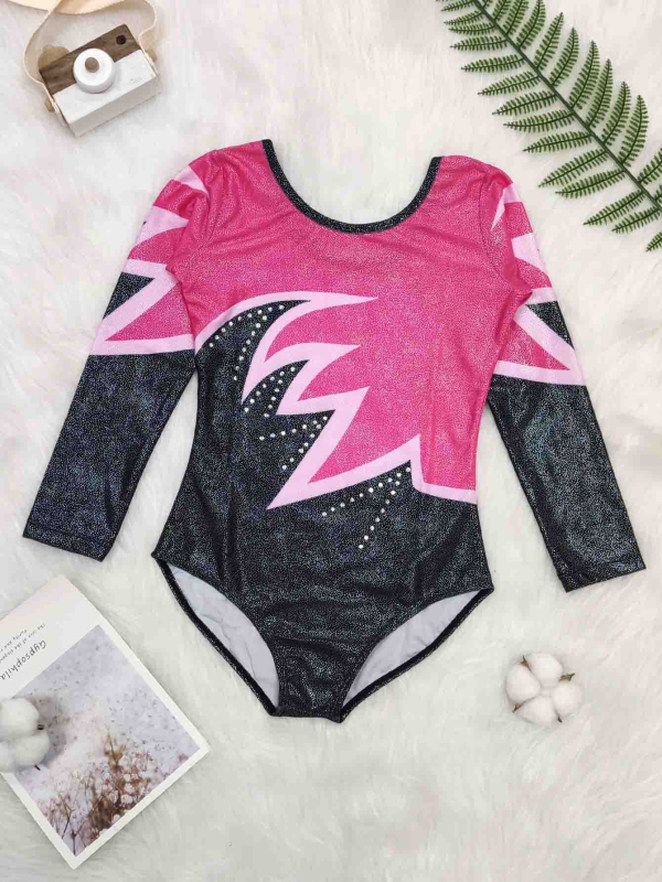 Laste võimlemisrõivad, tüdrukute esinemisrõivad, trükitud kivikestega pikkade varrukatega liibuvad võistlusrõivad, esinemisrõivad, lavalised esinemised