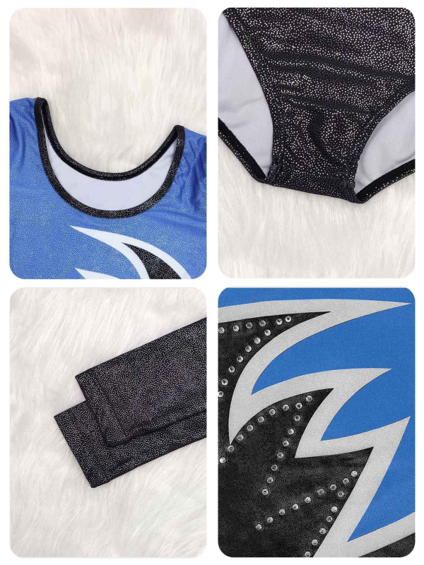 Laste võimlemisrõivad, tüdrukute esinemisrõivad, trükitud kivikestega pikkade varrukatega liibuvad võistlusrõivad, esinemisrõivad, lavalised esinemised