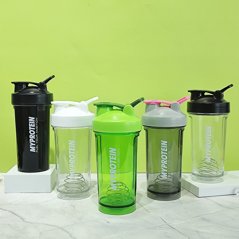 Sporto fitneso baltymų milteliai, nauji 500 ml PC sporto salės pieno kokteilis, plastikinis vandens puodelis, kokteilis, puodelio maišymo puodelis su ranka