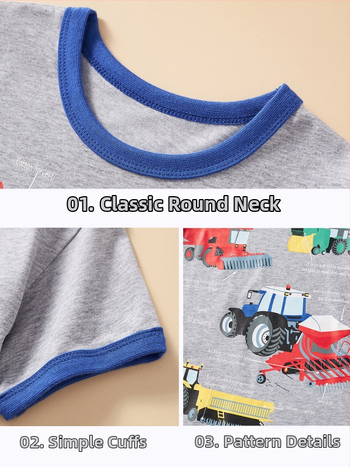 Gyerekruházat 2024 nyári ruházat fiúknak szürke rövid ujjú fiú pamut gyerek póló rajzfilmmintás nyári fél ujjú gyári