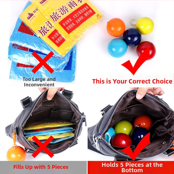 Kaasaskantav vihmavarju artefakt Kaasaskantav vihmamantli pall Ühekordselt kasutatav paksendatud vihmamantli kompressioonpall Mini vihmamantli kaasaskantav pall